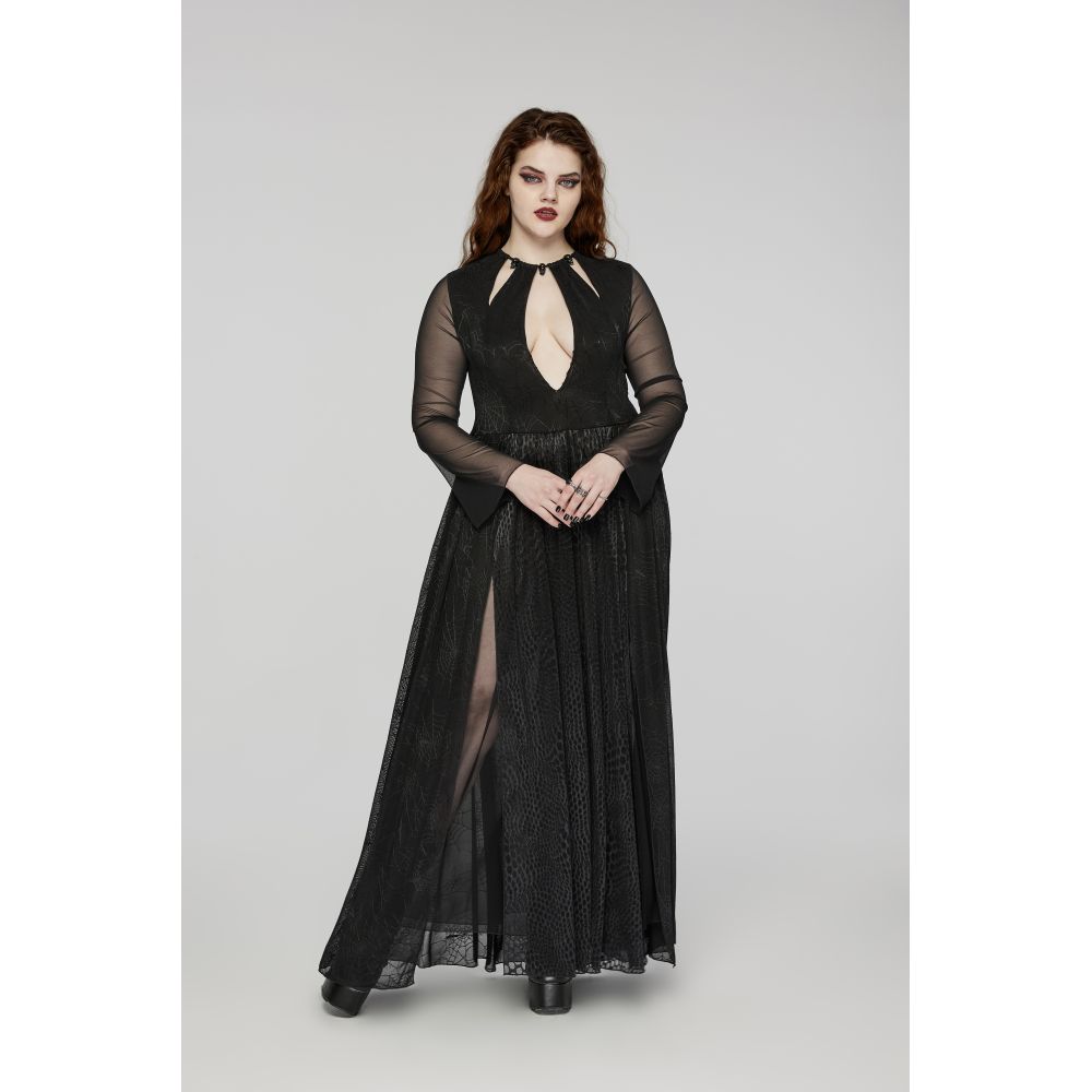 Punk Rave - Widow's Web Maxi lange jurk - Zwart